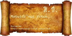 Matulányi Vitus névjegykártya